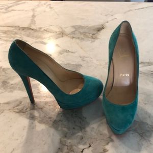 Turquoise suede Christian Louboutin heels